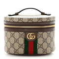 GG Supreme Monogram Textured Calfskin Web Ophidia Vanity Cosmetic Case Beige Ebony New Acero wholesalehk.shop