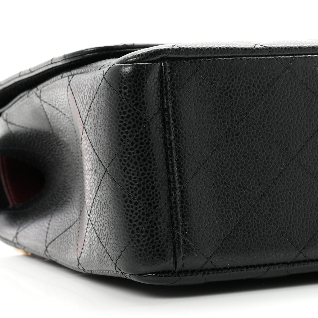 Caviar Quilted Maxi Double Flap Black wholesalehk.shop