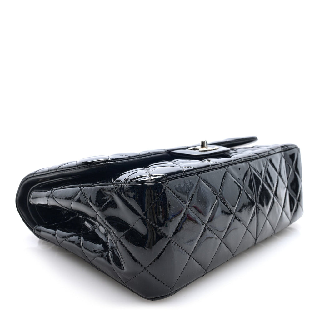 Patent Quilted Jumbo Double Flap Black wholesalehk.shop