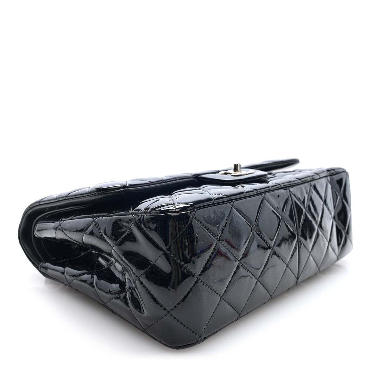Patent Quilted Jumbo Double Flap Black wholesalehk.shop