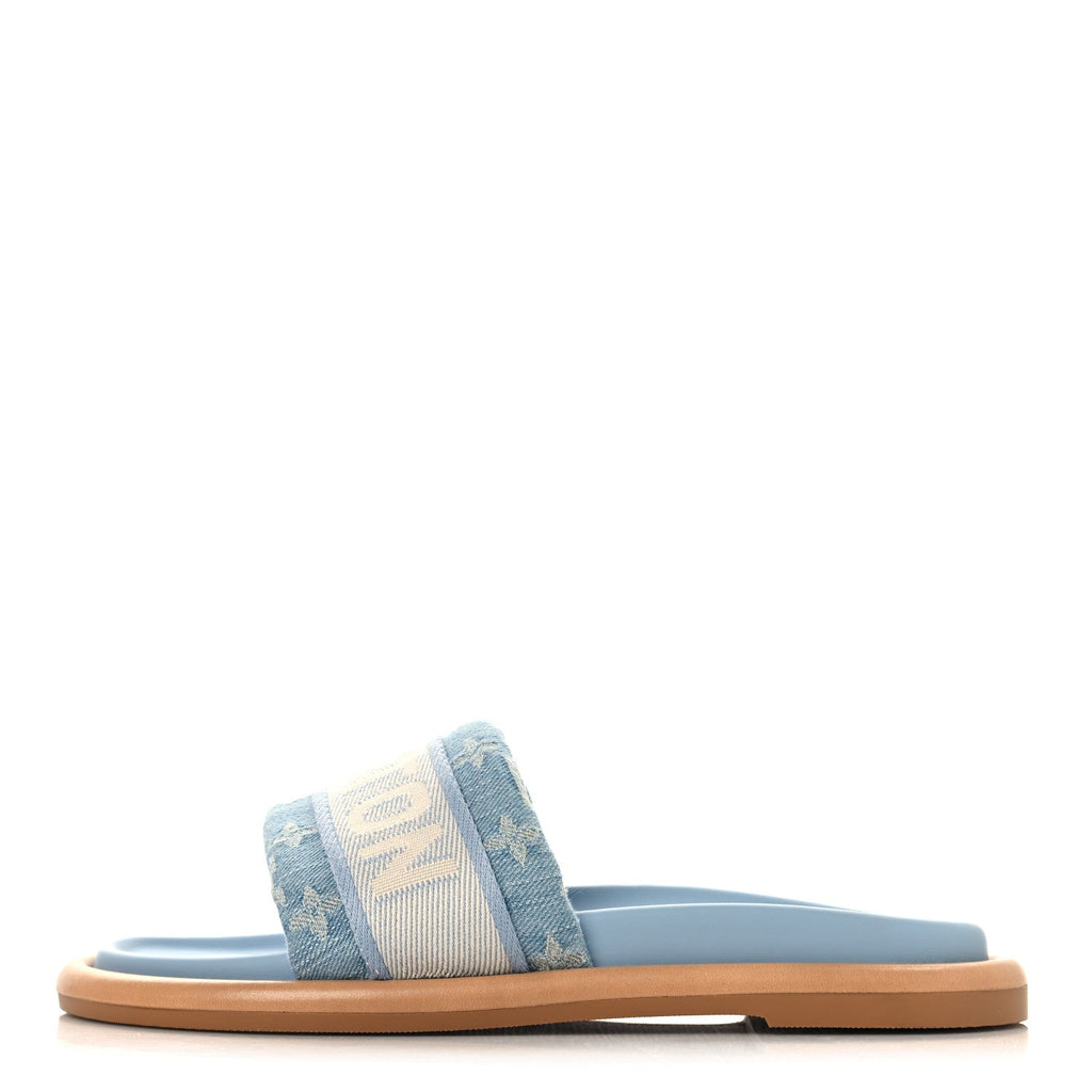 Monogram Denim LV Bliss Womens Comfort Mules 39 Turquoise £¨ Direct shipment via from wholesalehk.shop