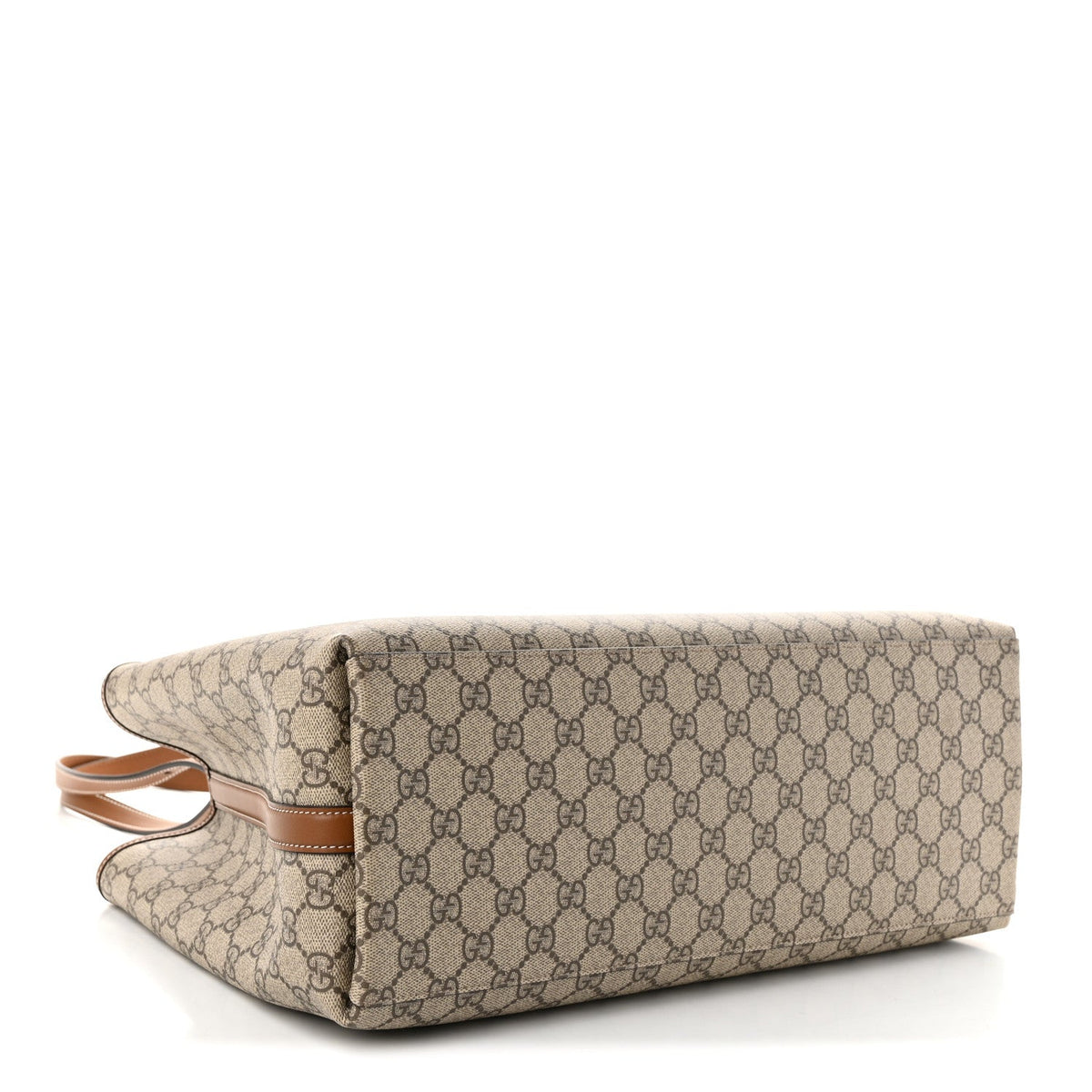 GG Supreme Monogram Emblem Large Tote Bag Beige Dark Brown wholesalehk.shop