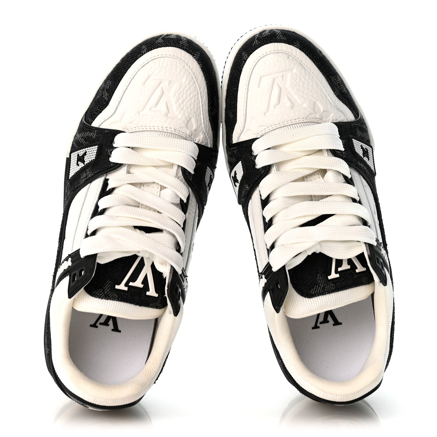 Calfskin Embossed Monogram Denim Womens LV Trainer Sneakers 35 Black £¨ Direct shipment via from wholesalehk.shop