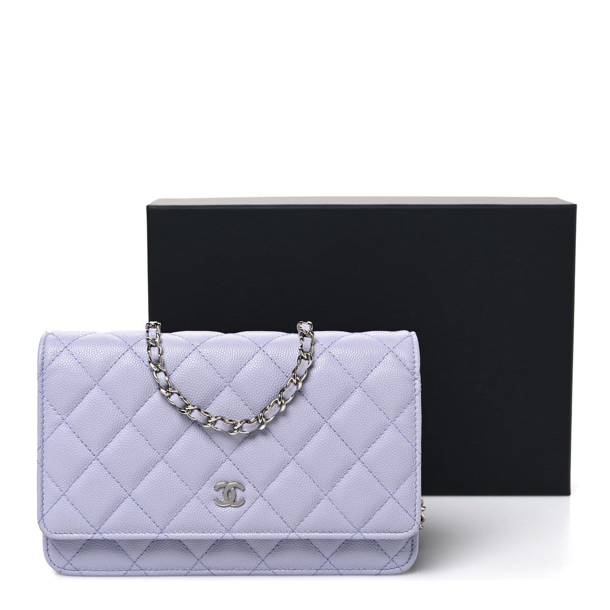 Caviar Quilted Wallet on Chain WOC Light Purple wholesalehk.shop