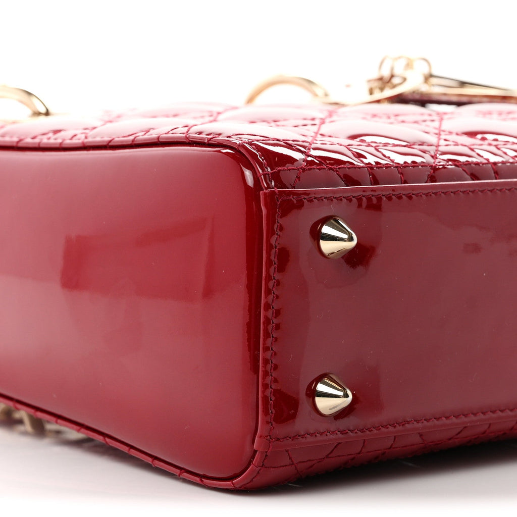 Patent Cannage Small Lady Dior Cherry Red wholesalehk.shop