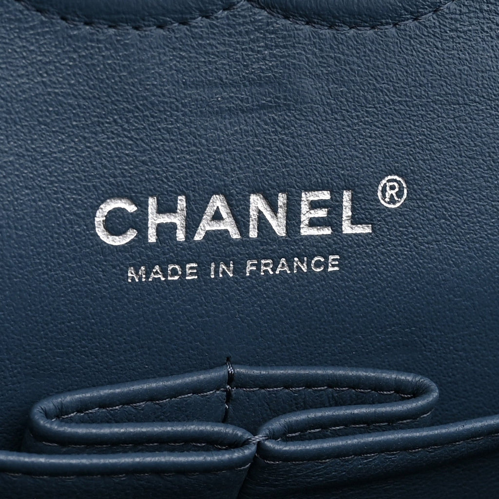 Caviar Quilted Medium Double Flap Blue wholesalehk.shop