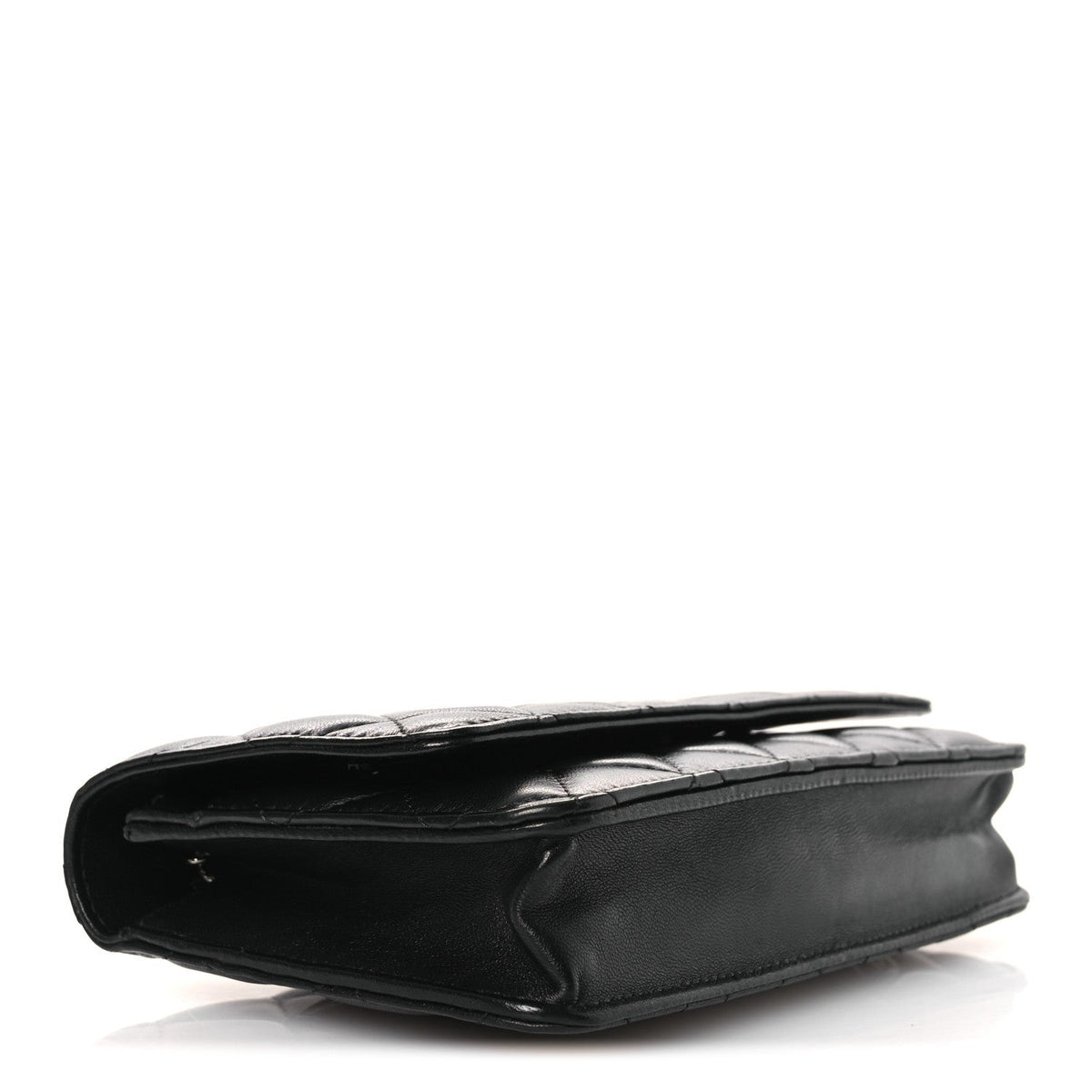 Lambskin Quilted Wallet On Chain WOC Black wholesalehk.shop