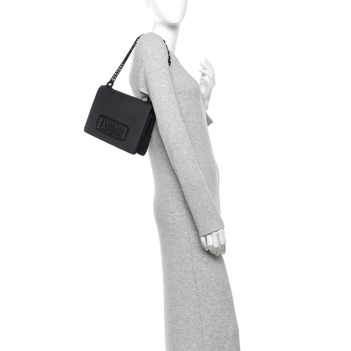 Ultra Matte Calfskin J'Adior Chain Flap Bag Black wholesalehk.shop