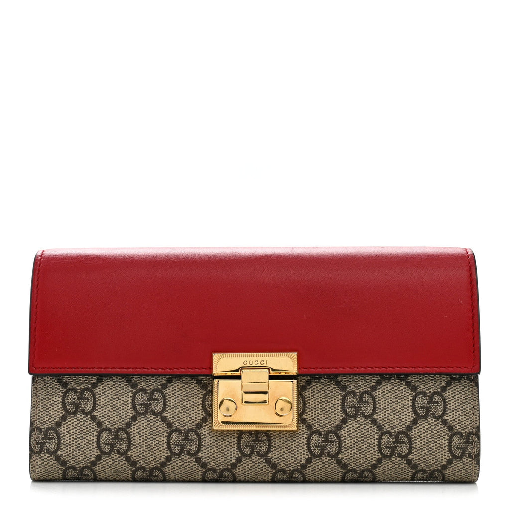 GG Supreme Monogram Moon Calfskin Padlock Continental Chain Wallet Beige Ebony Hibiscus Red New Rosette £¨ Direct shipment via from wholesalehk.shop