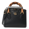 Textured Dollar Calfskin Web Mini Diana Tote Bag Black Dusty Grey wholesalehk.shop