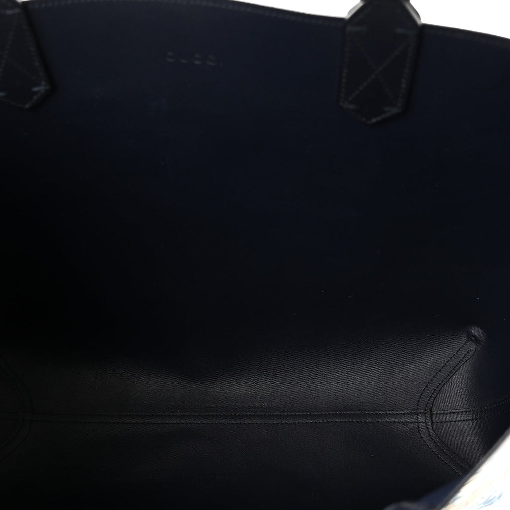GG Supreme Monogram Blooms Medium Reversible Tote Beige Blue Navy wholesalehk.shop