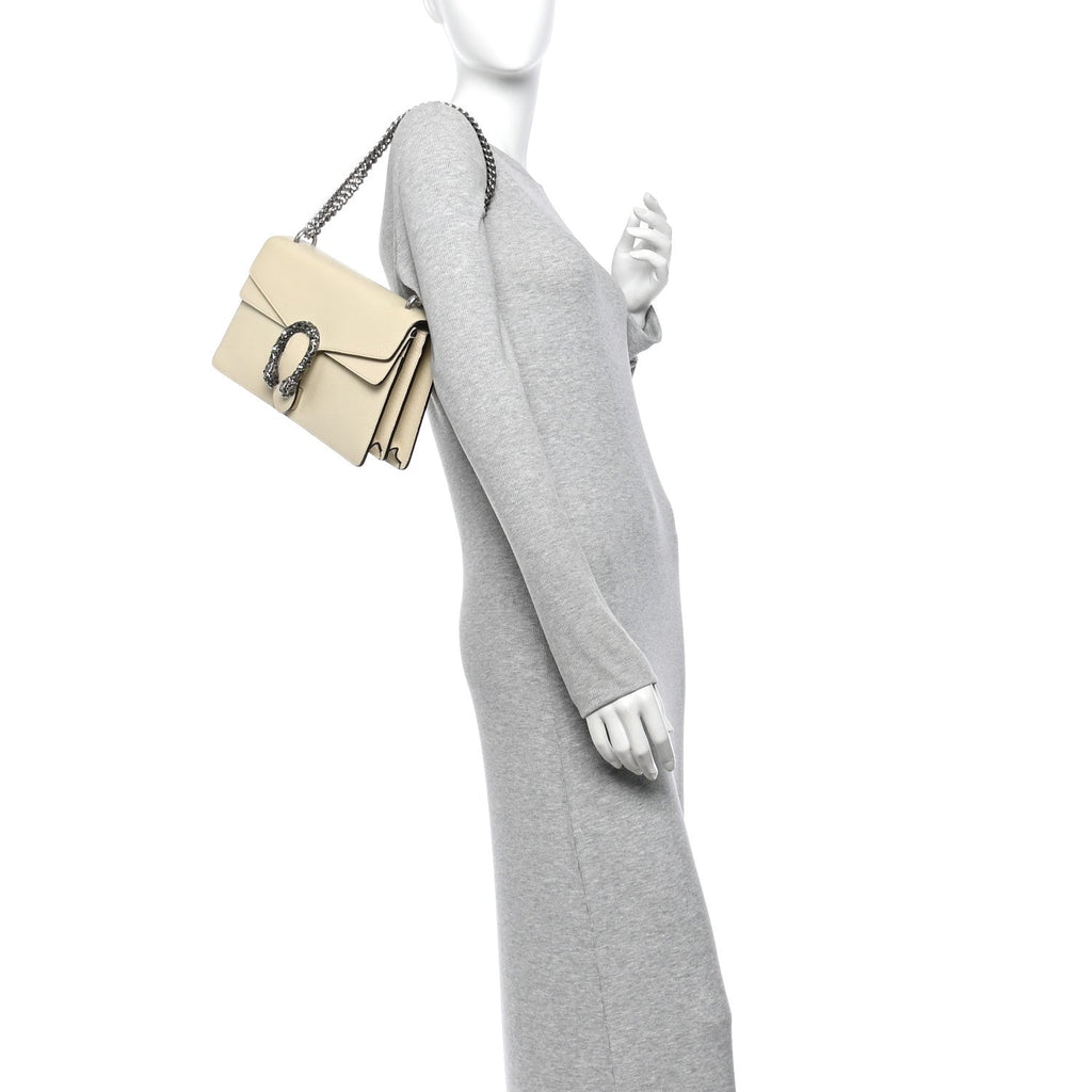 Textured Calfskin Crystal Small Dionysus Shoulder Bag Mystic White wholesalehk.shop
