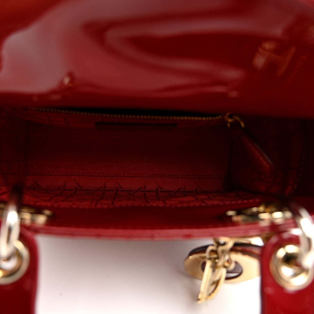 Patent Cannage Mini Lady Dior Red wholesalehk.shop