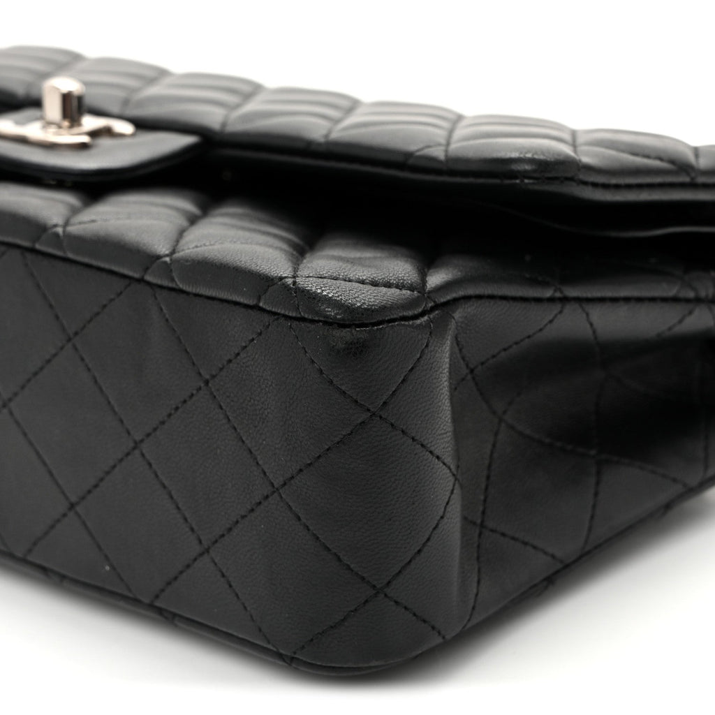 Lambskin Quilted Medium Double Flap  Black wholesalehk.shop