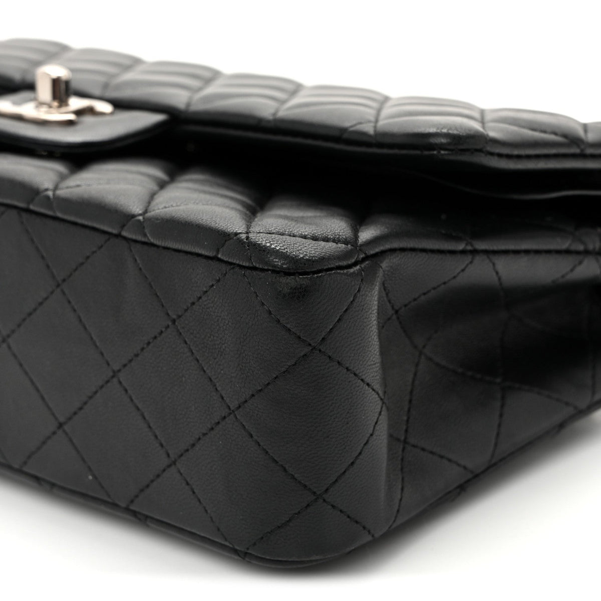 Lambskin Quilted Medium Double Flap  Black wholesalehk.shop
