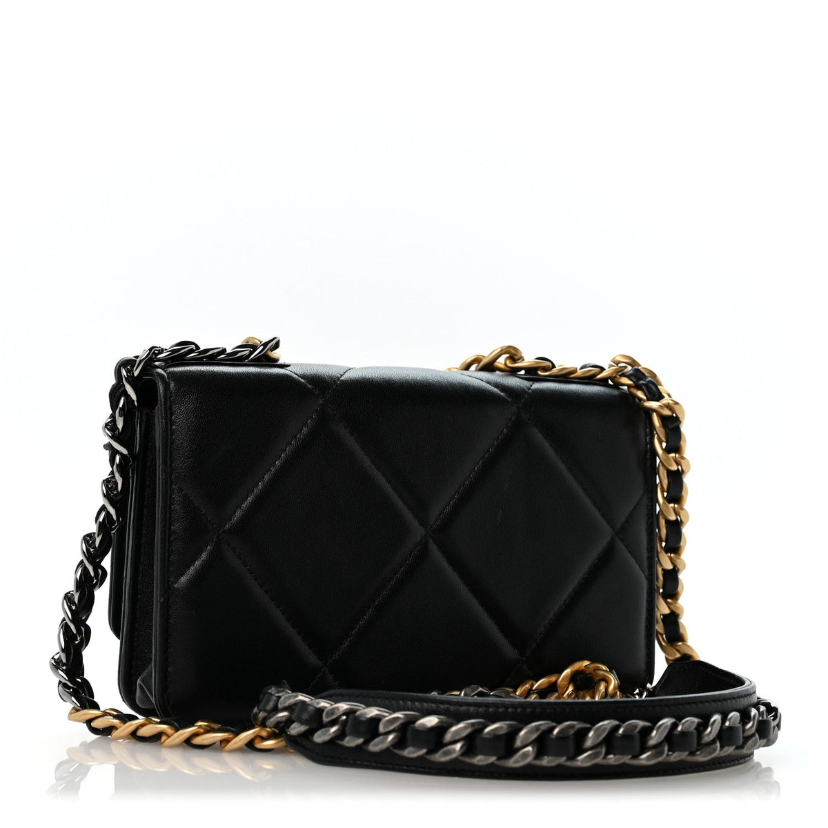 Lambskin Quilted Chanel 19 Wallet On Chain WOC Black wholesalehk.shop