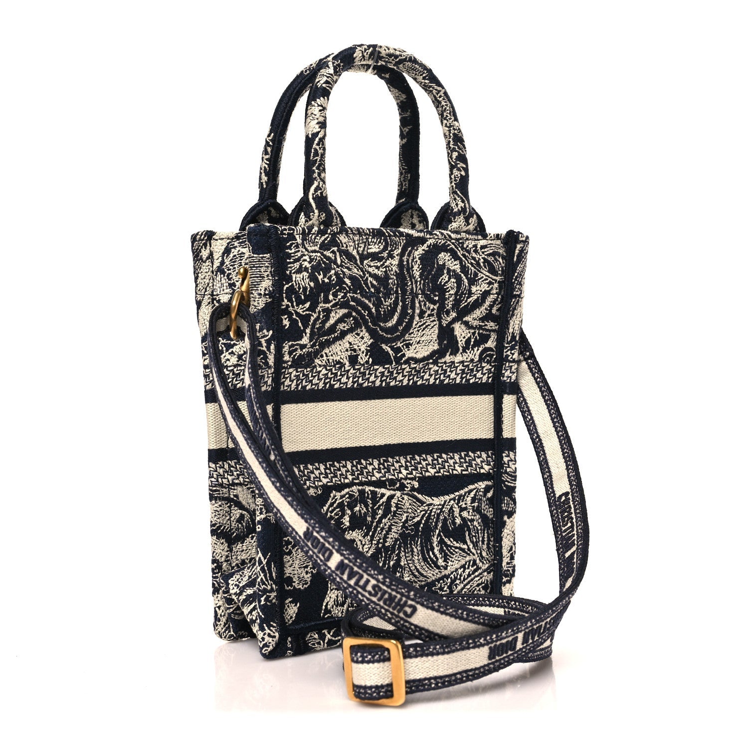Canvas Toile de Jouy Reverse Embroidered Mini Book Tote Phone Bag Blue £¨ Direct shipment via from wholesalehk.shop