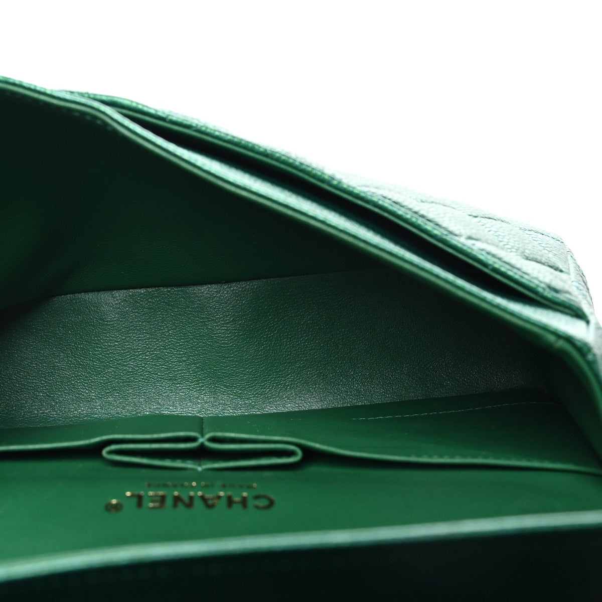 Metallic Caviar Quilted Medium Double Flap Green wholesalehk.shop