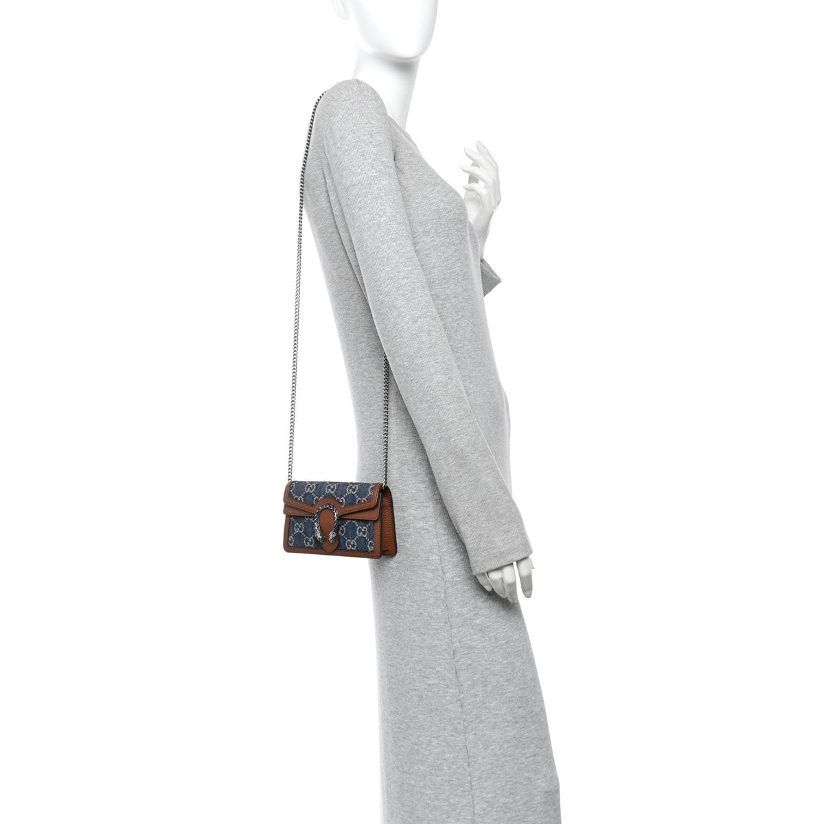 New Denim GG Monogram Dollar Calfskin Enamel Super Mini Dionysus Shoulder Bag Blue Tea Cuir Epilog Electric Blue wholesalehk.shop