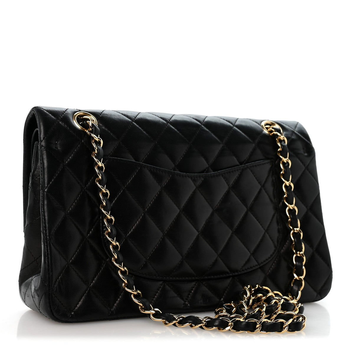 Lambskin Quilted Medium Double Flap Black wholesalehk.shop