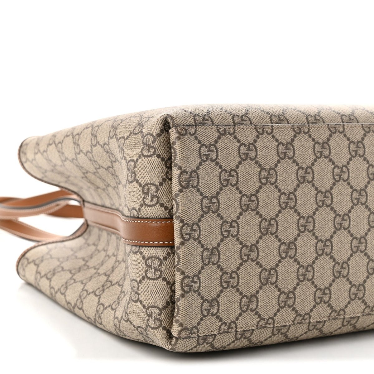 GG Supreme Monogram Emblem Large Tote Bag Beige Dark Brown wholesalehk.shop