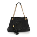 Pebbled Calfskin Medium Soho Chain Shoulder Bag Black wholesalehk.shop