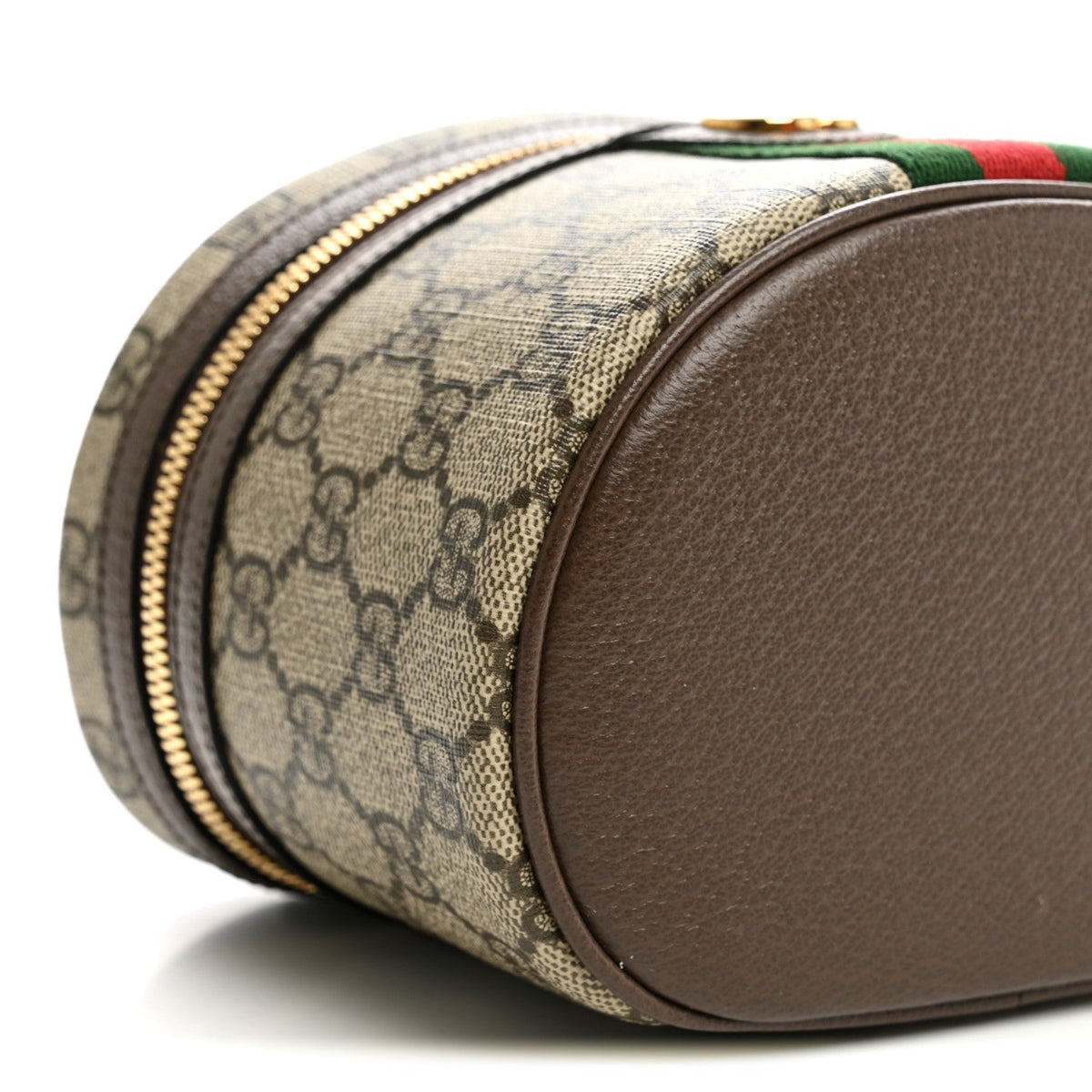 GG Supreme Monogram Textured Calfskin Web Ophidia Vanity Cosmetic Case Beige Ebony New Acero wholesalehk.shop