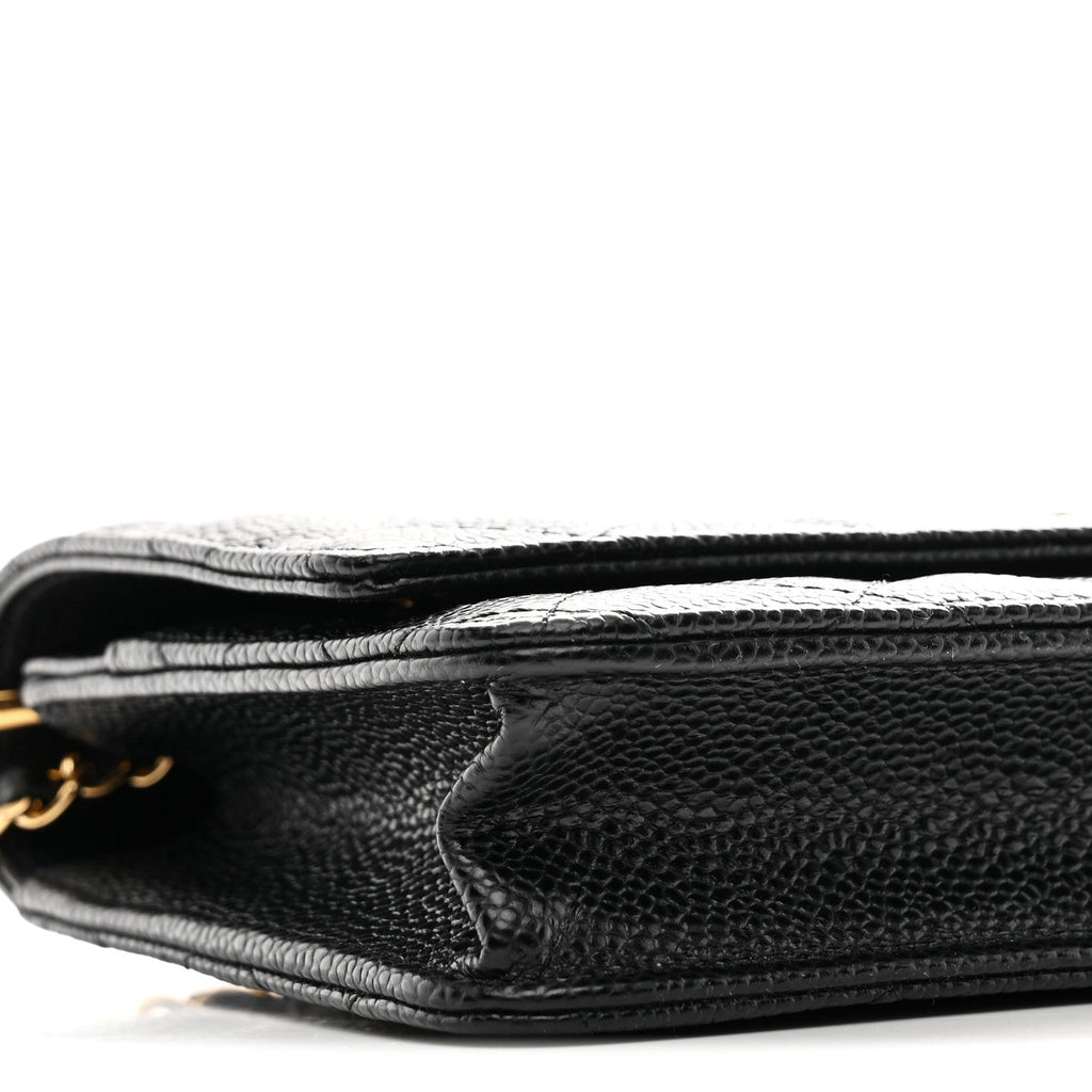 Caviar Quilted Wallet on Chain WOC Black wholesalehk.shop