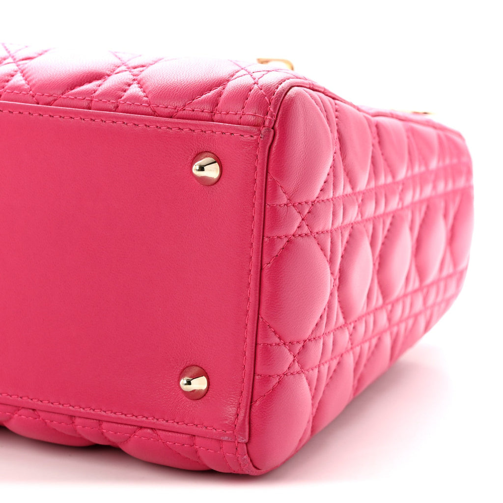 Lambskin Cannage Medium Lady Dior Fuchsia wholesalehk.shop