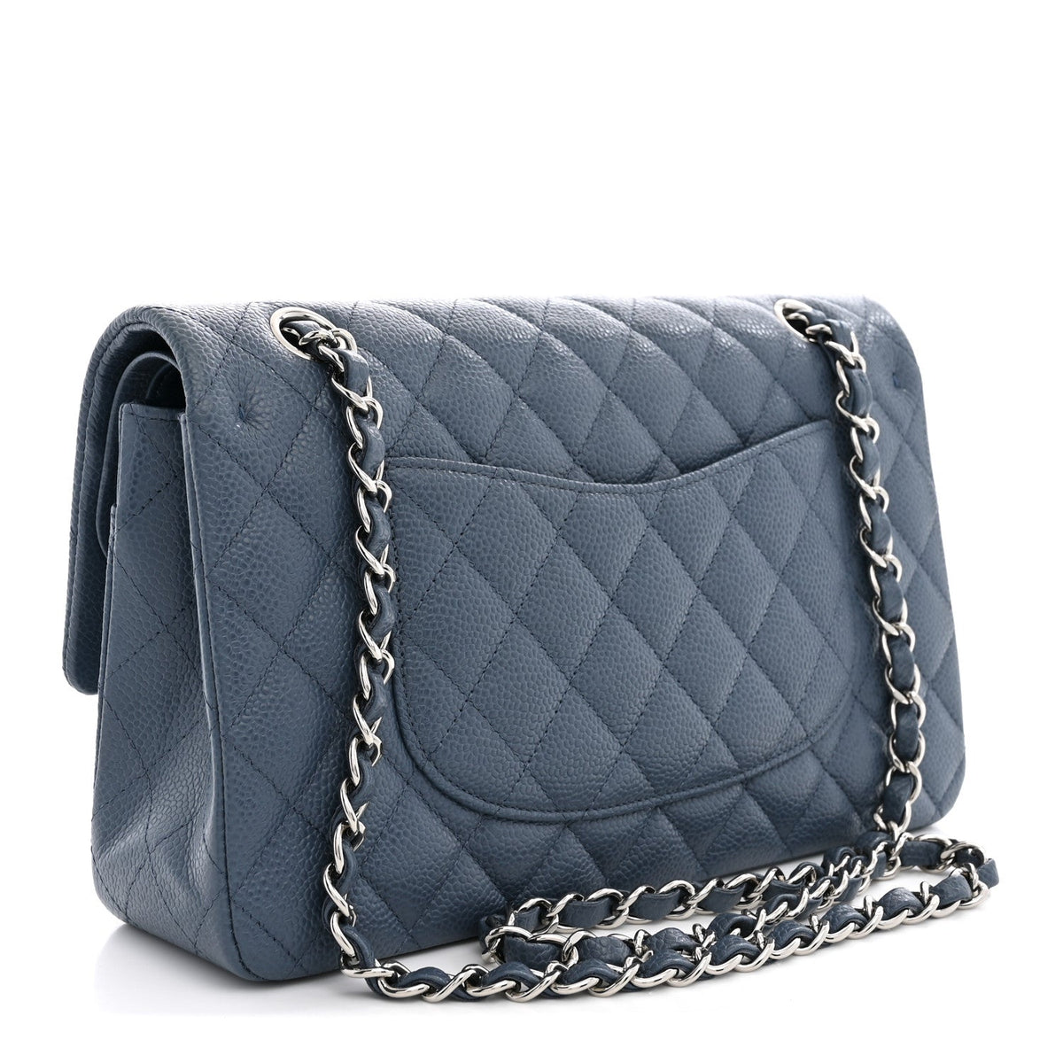 Caviar Quilted Medium Double Flap Blue wholesalehk.shop
