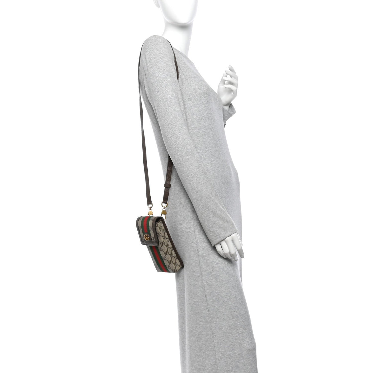 GG Supreme Monogram Web Ophidia Phone Crossbody Bag Beige New Acero wholesalehk.shop