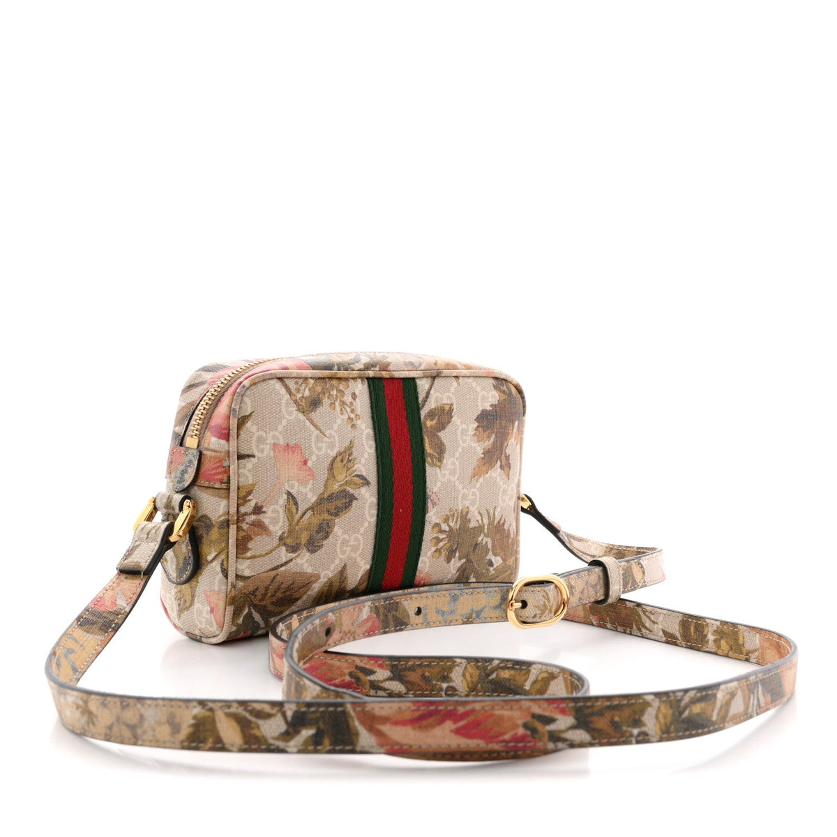GG Supreme Monogram Water Flora Web Mini Ophidia Shoulder Bag Beige White Multicolor wholesalehk.shop