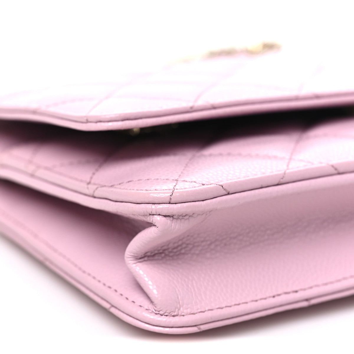 Caviar Quilted Wallet on Chain WOC Light Pink wholesalehk.shop