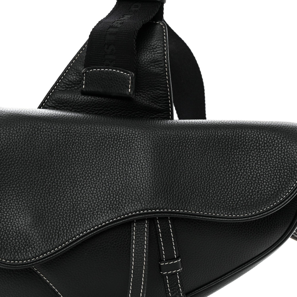 Grained Calfskin Mens Saddle Bag Black wholesalehk.shop
