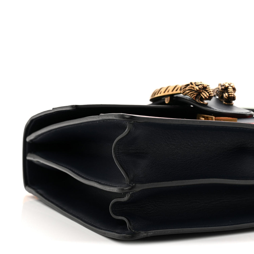Moon Calfskin Web Medium Dionysus Bamboo Top Handle Bag Black Bright Evergreen Hibiscus Red wholesalehk.shop