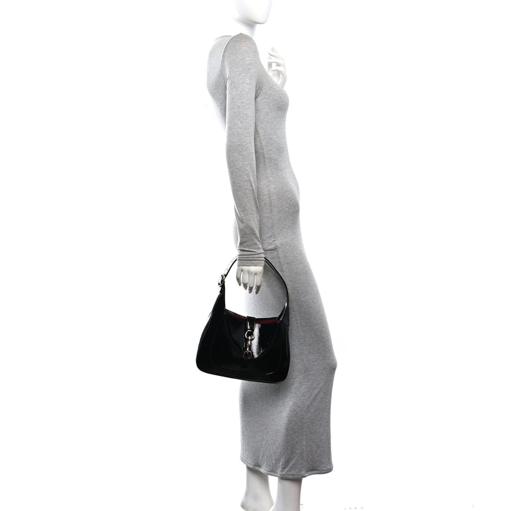 Patent Calfskin Small Jackie Shoulder Bag Black £¨ Direct shipment via from wholesalehk.shop