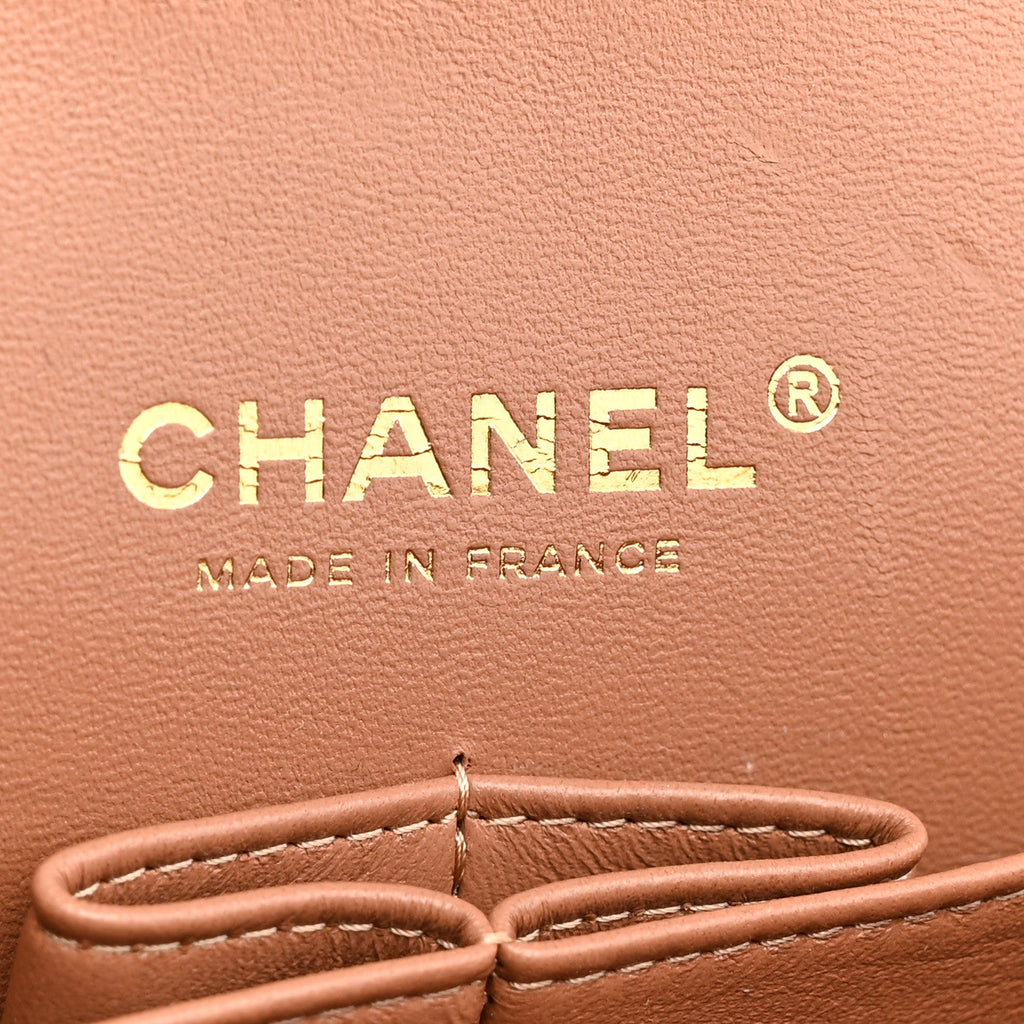 Lambskin Quilted Medium Double Flap Brown wholesalehk.shop