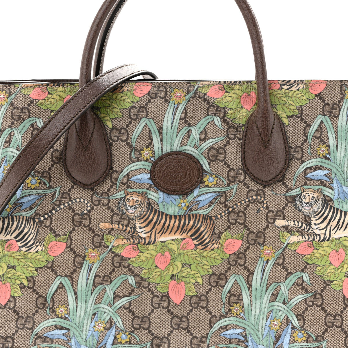 GG Supreme Monogram Tiger Savanah Textured Dollar Calfskin Small Retro Interlocking G Tote Bag Beige Ebony Multicolor New Acero wholesalehk.shop
