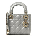 Metallic Lambskin Cannage Mini Lady Dior Grey wholesalehk.shop