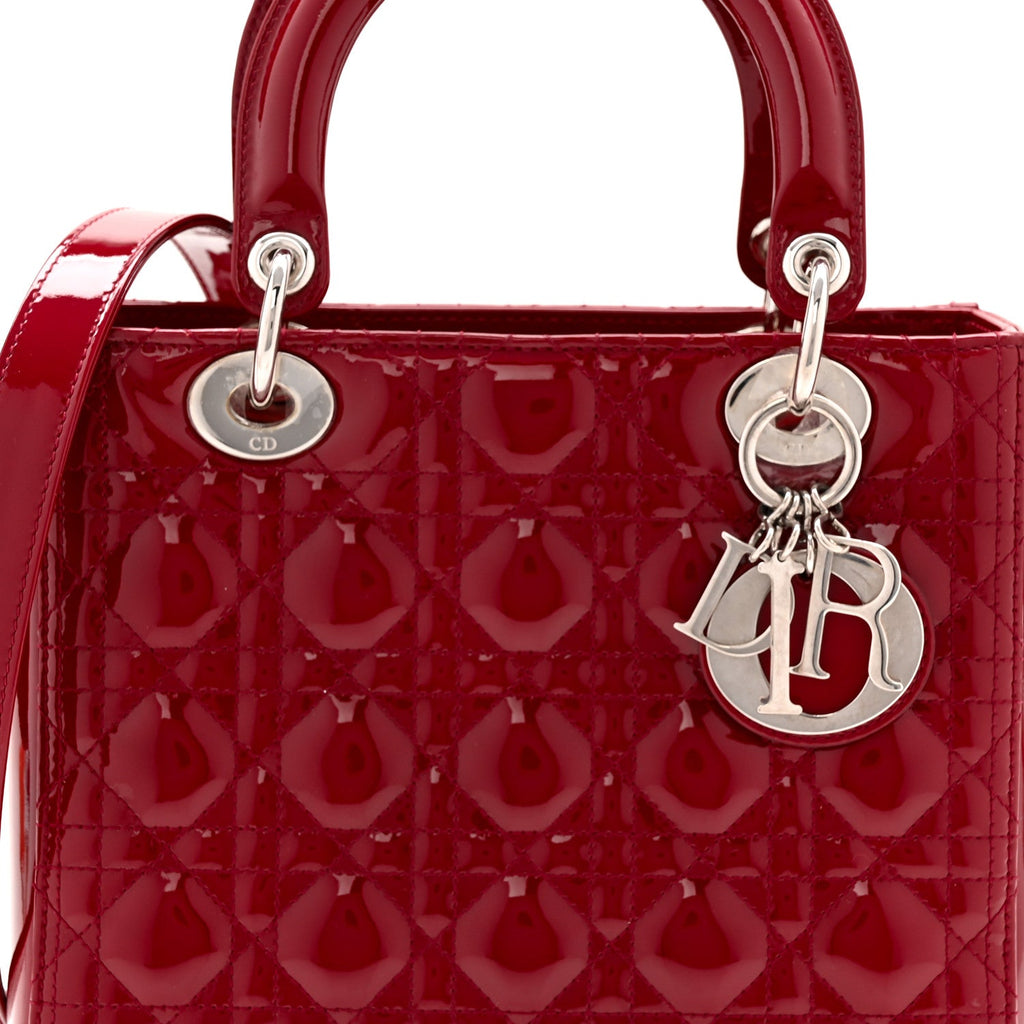 Patent Cannage Medium Lady Dior Red wholesalehk.shop