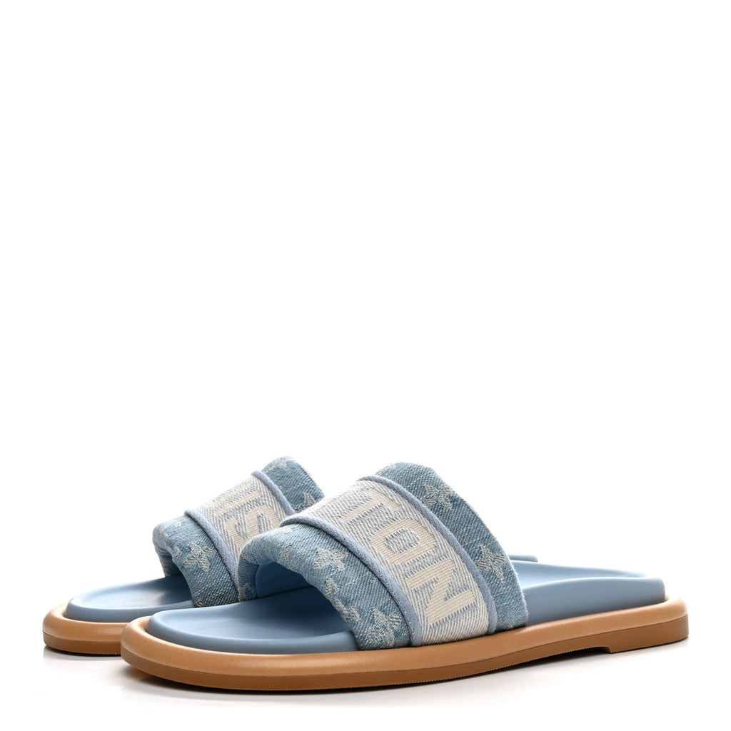 Monogram Denim LV Bliss Womens Comfort Mules 36.5 Turquoise £¨ Direct shipment via from wholesalehk.shop