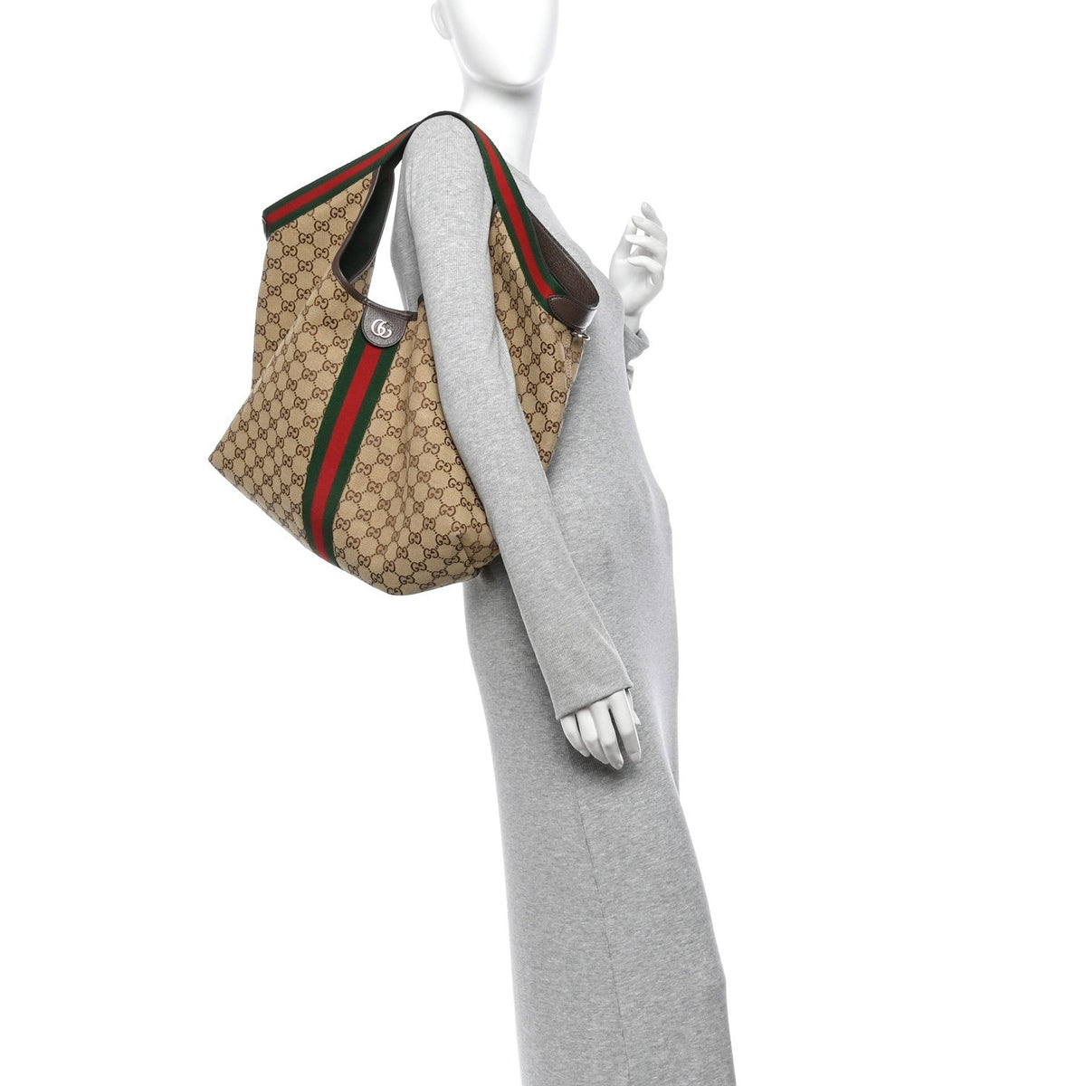 GG Monogram Web Large Giglio Tote Beige Brown wholesalehk.shop