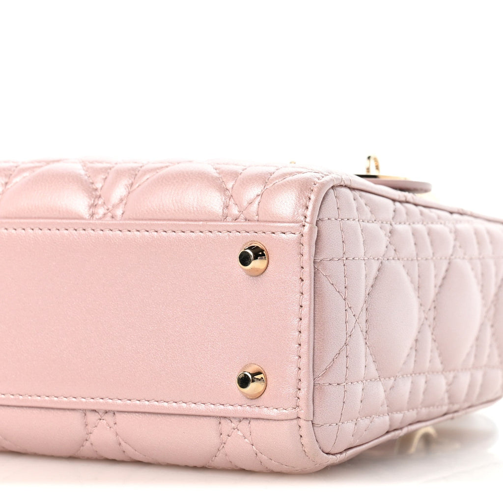 Metallic Lambskin Cannage Mini Lady Dior Lotus wholesalehk.shop
