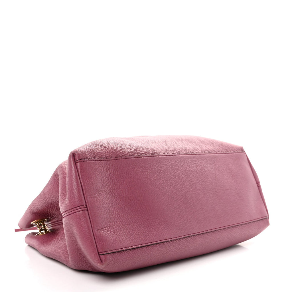 Pebbled Calfskin Medium Soho Chain Shoulder Bag Peonia Flower wholesalehk.shop