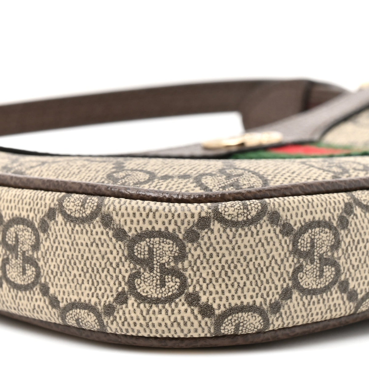 GG Supreme Monogram Textured Dollar Calfskin Web Mini Ophidia Shoulder Bag Beige Ebony New Acero wholesalehk.shop