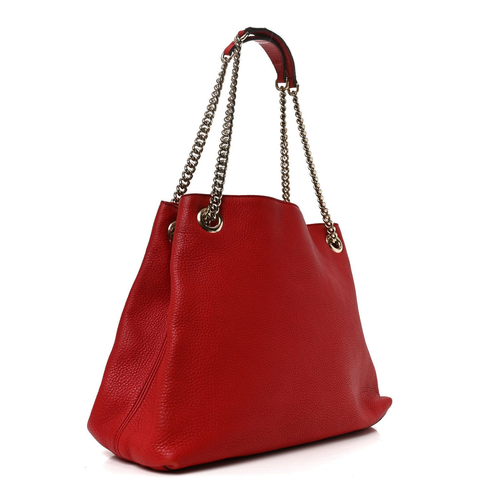 Pebbled Calfskin Medium Soho Chain Shoulder Bag Tabasco Red wholesalehk.shop