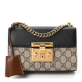 GG Supreme Monogram Calfskin Small Padlock Shoulder Bag Beige Black Cuir £¨ Direct shipment via from wholesalehk.shop