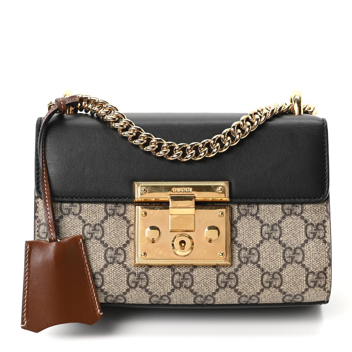 GG Supreme Monogram Calfskin Small Padlock Shoulder Bag Beige Black Cuir £¨ Direct shipment via from wholesalehk.shop