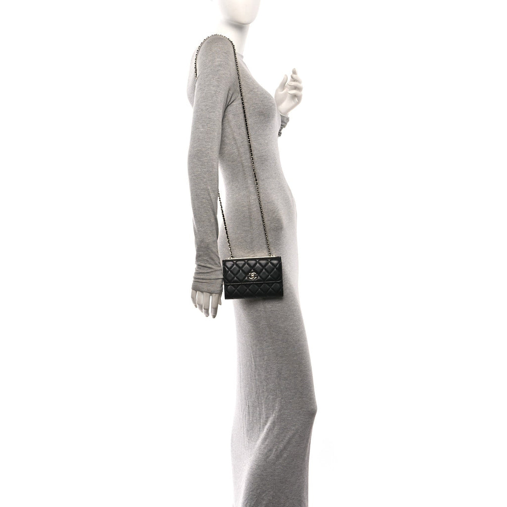 Lambskin Quilted Trendy CC Chain Clutch WOC Black wholesalehk.shop