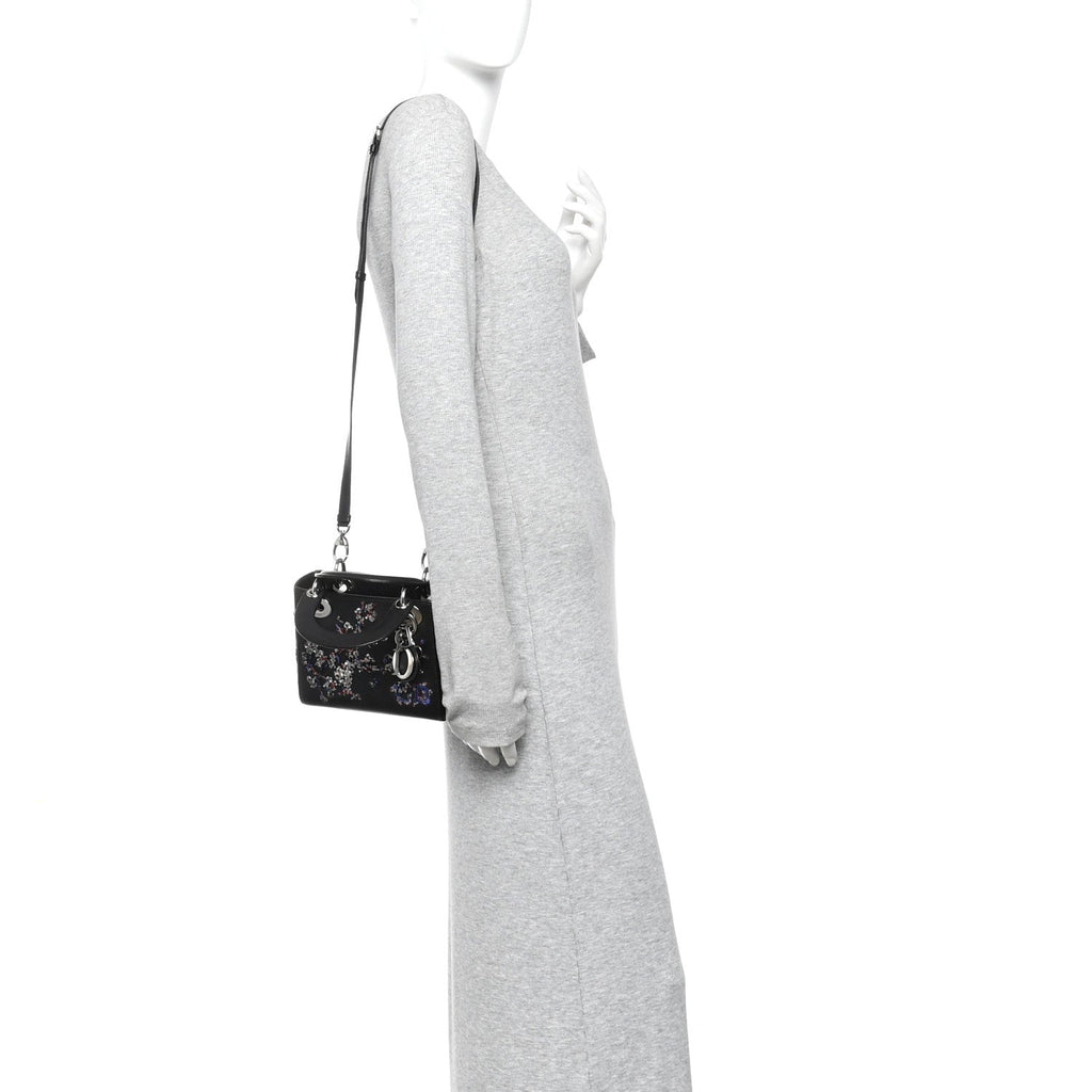 Goatskin Sequin Embroidered Mini Lady Dior Black wholesalehk.shop